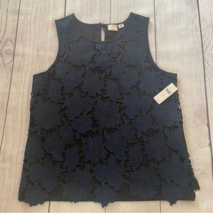 Anthropologie Postmark Blue Koria Lace Sleeveless Top Size Medium